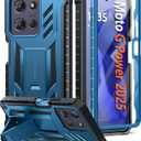 FNTCASE for Motorola Moto G-Power-5G-2025 Case: Military Grade Drop Proof Protection Mobile Cover with Kickstand | Matte Textured Rugged Shockproof TPU | Protective Sturdy Phone Case - Blue