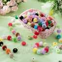 360 Pcs Soft Fluffy Beads Fuzzy Beads Faux Fur Poms Beads for Pens Bulk Colored Spacer Beads Clear Beads for DIY Bracelet Keychain Pens Handicrafts Jewelry Accessories(Mlticolor) (Multicolor)
