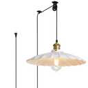 Oyisen Hanging Plug in Pendant Light 13.8 Inch Round Metal Shade Vintage White Pendant Light for Kitchen Island Dome Industrial Hanging Lamp with Plug in Cord Living Room