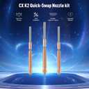 3 x K2 Plus Nozzles 0.2mm*0.4mm 2PCS, Unicorn K2 Quick-Swap Nozzles with Titanium Alloy Heat Break, Copper Alloy and Hardened Steel Nozzle, High Flow Nozzles Kit for K2 Plus 3D Printer