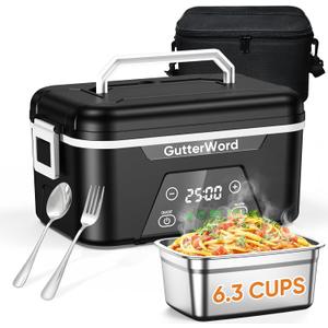 Cordless Electric Lunch Box with Ice Crystal Box, 6.3 Cups Heated Lunch Box for Men with 20000mAh Battery Powered & Scheduled Heating, Portable Rechargeable Food Warmer with Utensil Set