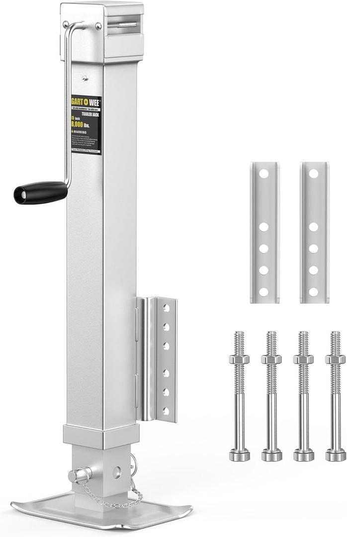 8000 lbs Trailer Jack, 30" Vertical Travel with Adjustable Drop Leg, Heavy Duty Swivel Bolt-on Trailer Jack for Utility, Yacht, and Camper Trailers