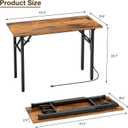 TEMI Small Computer Desk Folding Table - No Assembly, Compact 44.3" Foldable Desk with Power Outlets & USB Charging Port, Portable Small Office Desk, Ideal Mini Study Table for Narrow Spaces, Brown, 43.3 Inch