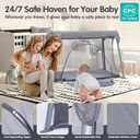 Lightweight Travel Crib - Portable Baby PlayardFoldable Play Yard with Zipper Door, No Tools Setup, Compact for On-The-Go