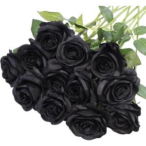 Artificial Roses Bulk Black Silk Rose with Stem