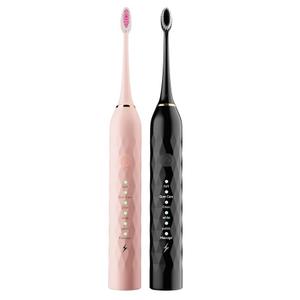 MAXWISDOM Electric Toothbrush 2 Pack - Electric Toothbrush for Adults with 4 Replacement Brush Heads, 2 Toothbrush Holders, 4Modes, Smart Timer, 2 Hours Charge for 60 Days (Black & Pink)