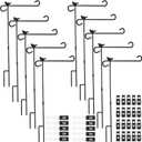 10 Pack Garden Flag Stand Holder with Flag Stoppers and Clips, Black Powder Coated Weather Proof Garden Pole Holder for Outdoor(bird Style, 17 x 37 Inch)