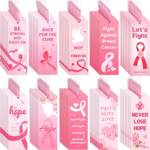 600 Pcs Breast Cancer Awareness Bookmarks Bulk, Pink Fight Ribbon Book Marks Keep Calm Book Mark for Women Breast Cancer Charity, Office, Fundraiser Events