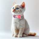 Breakaway Cat Collar with Bell & Bow Tie Soft Cotton Adjustable Kitten Collar with QR Code ID Tag for Indoor and Outdoor Cat (Pink)