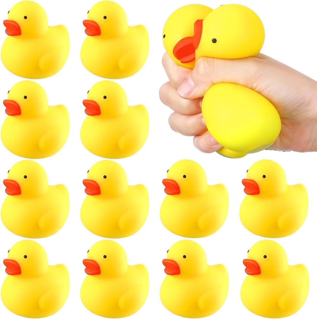 Meooeck 12 Pcs Duck Stress Relief Toy Stress Balls for Adult Mini Duck Party Favors Cute Squeeze Toys Fidget Animal Ball Fun for Birthday Party Office Birthday Christmas Stuffer Gift Classroom Prizes