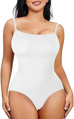 Nebility Shapewear Bodysuits Women Clothing Tummy Control Seamless Full Body Shaper Waist Trainer Jumpsuits Top(White,Medium)