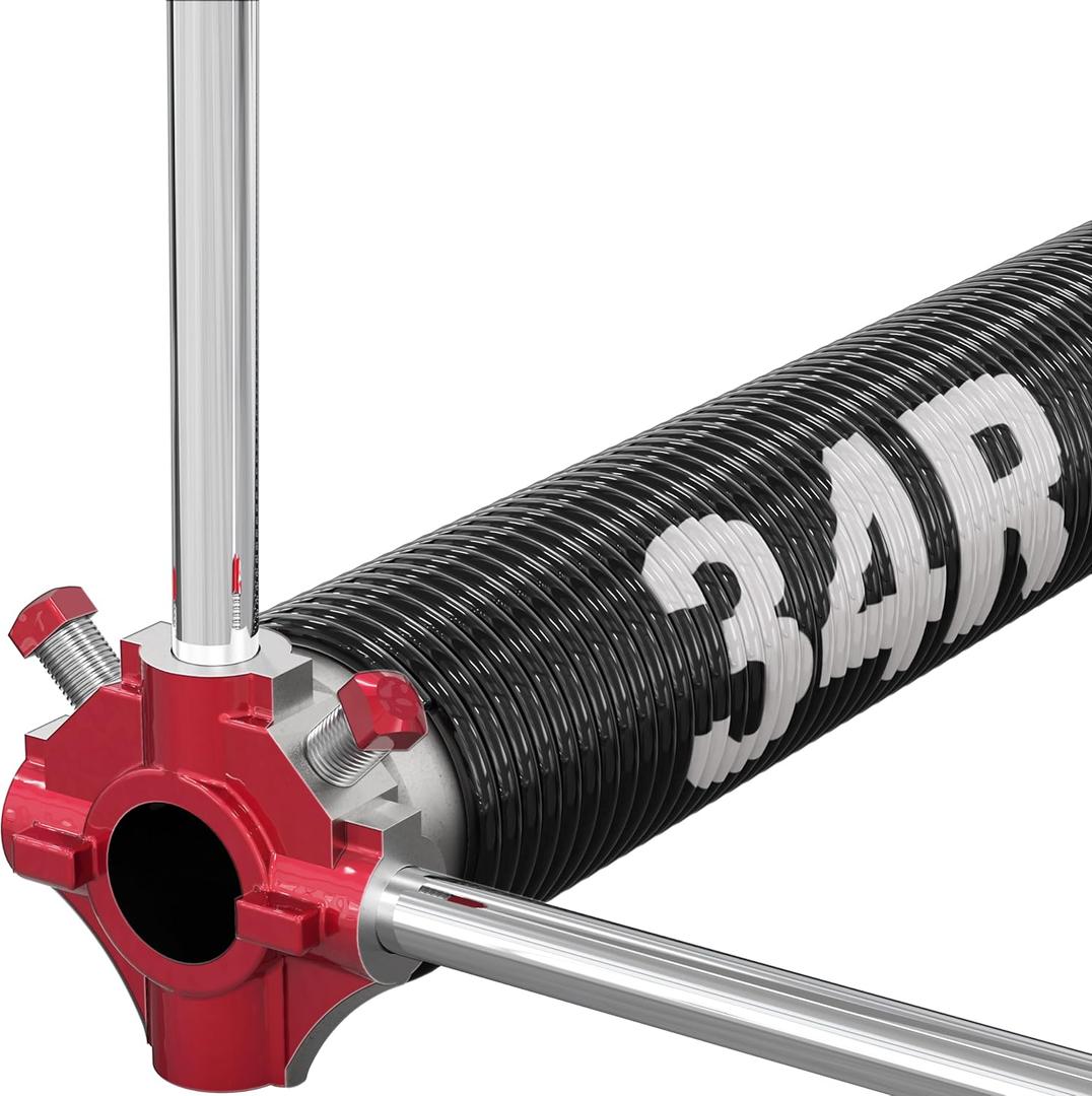 Right Hand Wound Garage Door Torsion Spring with Non-Slip Winding Bars, 0.250X2''X34'', Right-Wound for Left Side, Red Winding Cone, Single Pack