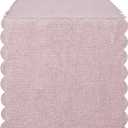 Pink Cotton Linen Table Runner 13 x 108 Inches, Farmhouse Scallop Style Linen for Kitchen Dining Coffee Parties Wedding Home Decor