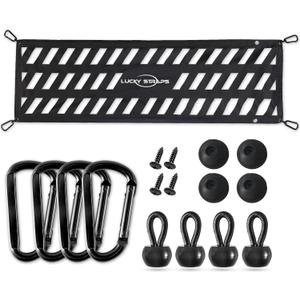 Lucky Straps Tailgate Net for Pickup Truck Bed, 60'' x 18'' Heavy Duty Cargo Netting for Full Size Truck, Easy-to-use Mesh for Chevrolet, Ford, Toyota, GMC, Jeep (Black)