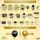 KatchOn, Graduation Car Magnets with Balloons - Pack of 51 | Magnetic Grad Stickers, Grad Balloons for Grad Parade Car Decor, Class of 2026 Decorations | Black and Gold Graduation Decorations 2026