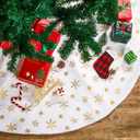 Mindsoft 60 Inch White Christmas Tree Skirt Large Faux Fur Plush Xmas Tree Skirts with Sequin Snowflake for Christmas Decoration Xmas Ornaments Holiday Party
