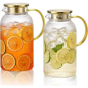 68 oz Glass Pitcher with Lid, Water Pitcher for Tea, Juice, Drink, Lemonade