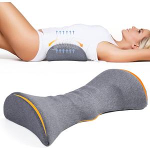 Lumbar Support Pillow for Sleeping Memory Foam Back Lumbar Support Cushion for Lower Back Pain Relief, Back Support Bed Pillow Waist Support Back Sleepers (Dark Grey)