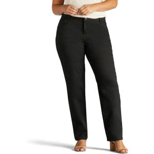 Lee Womens Plus Size Relaxed Fit All Day Straight Leg Pant (18 Plus Petite, Black)