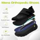 OrthoComfoot Men's Orthopedic Diabetic Extra Wide Walking Shoes: Adjustable Arch Support Plantar Fasciitis Slip-On for Swollen Feet, Comfortable Orthotic Easy Top Loafers for Foot and Heel Pain (Black)