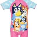 Bluey Swimsuit | Girls One Piece Swimsuits | Bathing Suit Girls | Official Merchandise (7, Pink)