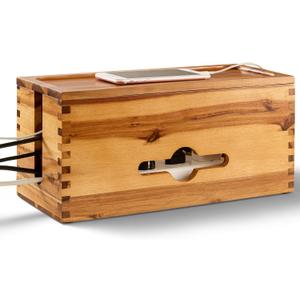 Tidita Acacia Large Cable Management Box - 15" L Cord Box Hider Power Strip Box for Power Strip Organizer - Cable Hider Box, Surge Protector Box to Hide Cords - Wire Box Hider for Desk Organization