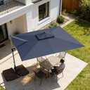Patio Umbrella, Rectangle Outdoor Cantilever Umbrella, Aluminum Offset Umbrella with Champagne Frame for Pool Deck Garden Outdoor shade for Garden Deck Pool Patio, Beige(Weighted Base Not Include)