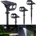 2 x Flacchi Solar Lights Outdoor Waterproof - 2 Lighting Modes Solar Powered Garden Yard Spot Lights for Outside Landscape (Cool White, 4 Pack)