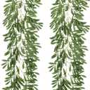 RECUTMS 2Pcs Artificial Olive Leaves Garlands 6.2Ft-Fake Hanging Silk Willow Leave Ivy Vines Faux Bayberry Leaf Twigs Greenery Rattan for Indoor Outdoor Wedding Birthday Party Home Garden Table Decor