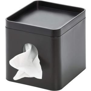 iDesign Facial Tissue Box Cover with Storage Tray, The Cade Collection – 6.1" x 5.15" x 5.4", Matte Black