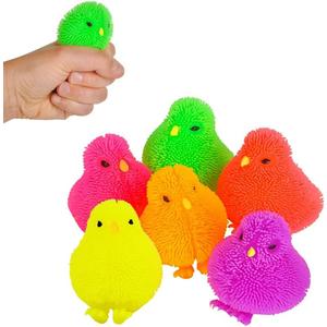 The Dreidel Company Chicken Puffer Rubber Duck Toy Duckies for Kids, Stress Reliever Toy for Kids, Bath Ducky, Birthdays, Baby Showers, Easter Day Activity, 3.25" Inches (12-Pack)