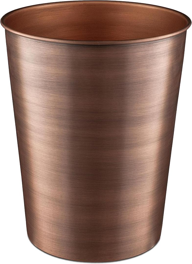Monarch Abode Metal Bathroom Trash Can Waste Basket for Bedroom, Office Desk, & Dorm, Handcrafted, Durable Decorative Antique Copper Small Trash Can Bathroom Garbage Bin Wastebasket