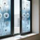2 x IVN Privacy Window Film Stained Glass Window Cling White Dandelion Design Decorative Static Cling Glass Film for Bathroom Kitchen Door Panel 17.7 x 39.3 Inch
