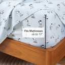 Berkshire Blanket Peanuts Kids Sheet Set Queen Size - 4 Pieces,Cute Character Snoopy Printed Soft Microfiber Bed Sheets,Peanuts Different Emotion Murky Blue