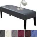 HFCNMY PU Dining Bench Cover, Waterproof and Stretchable - Removable Slipcover for Gray Living Room, Bedroom, Kitchen Bench (Grey)