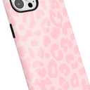 for iPhone 15 Pro Case Cheetah Print, Leopard Pattern Phone Case for Women Girls, Girly Cute Thin Slim Hard Shell Plastic Phone Cover, Luxury Aesthetic Trendy Retro Animal Design, Pink
