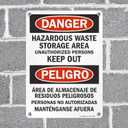 SmartSign "Danger - Hazardous Waste Storage Area, Keep Out" Bilingual Sign | 10" x 14" Plastic