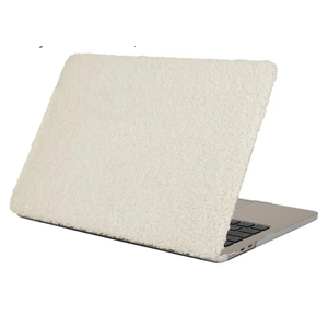 Compatible with New 2022 MacBook Air 13.6 inch Case with Touch ID, Model A2681 M2 Chip, Plush Sherpa Fluffy Hard Shell Case, White