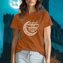 Halloween Shirts for Women Dancing Skeleton Tshirts Fall Pumpkin Shirt Halloween Party Tee Tops (XL)