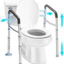 OasisSpace Stand Alone Toilet Safety Rail - Heavy Duty Medical Toilet Safety Frame for Elderly, Handicap and Disabled - Adjustable Bathroom Toilet Handrails, Width Adjustable Design, Fit Any Toilet