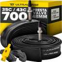 Ultraverse Bike Inner Tube for 700x23-25c, 700x28-32c, 700x35-43c 28 inch Bicycle Wheel Sizes with 48mm Presta Valve - Butyl Rubber Tubes for Road and Gravel Bikes - 2 Tubes, 2 tire levers Included