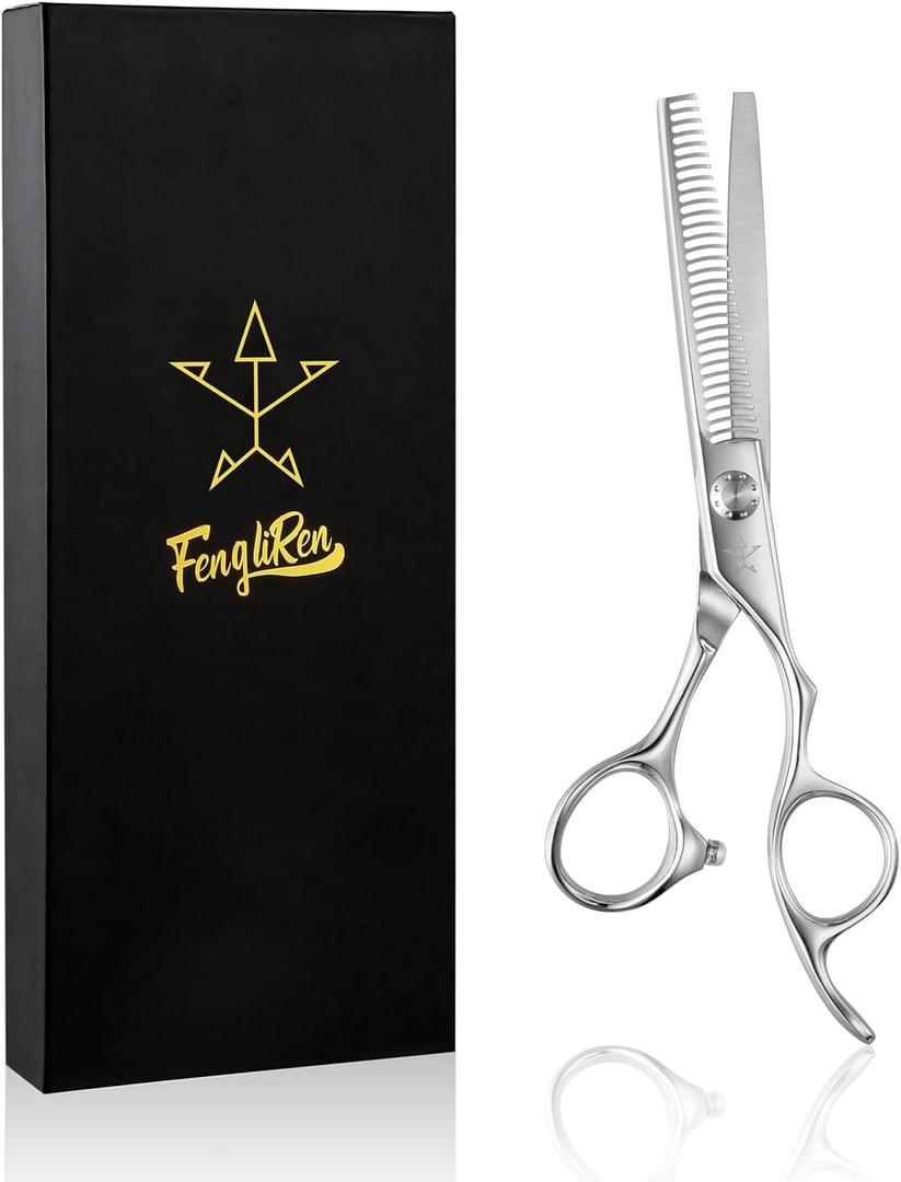 Fengliren High-end Professional Hair Thinning Scissors Hair Cutting Teeth Shears Barber Hairdressing Texturizing Scissor Extremely Very Sharp 6 Inch Stainless Steel Alloy For Men, Women, Salon & Home