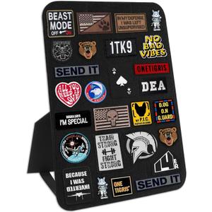 Esmorah Patch Display Board Holder, Tactical Patch Display Organizer Frame Panel with Hook and Loop for Collection Military Army Combat Morale Emblems, Wall or Desk Style