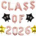 2 x Class of 2026 Graduation Decorations, 16 Inch Rose Gold Foil Balloons Freely Combine 2026, 18 Inch Star Balloons for High School College Grad Gift Ins Photo Party Supplies