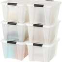 IRIS 588248 32 Quart Clear Stack and Pull Storage Container Box Bin System with Secure Latching Lids for Home, Closet, or Office (5 Count)