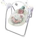 Portable Baby Swing for Infants, Compact & Foldable Infant Swing with 5-Speed Swing,Music, Timer, Cushioned Seat, Battery Operated, 0-9 Months 6-20 lbs,SG2404 (Mint Green)