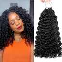 Gogo Curl Human Crochet Hair 120g 100 Strands Feather Crochet Human Hair for Black Women 18 Inch Miracle Knots Crochet Hair Knotless Invisible Pre Looped Deep Curly Wave Hair Extensions Natural Black