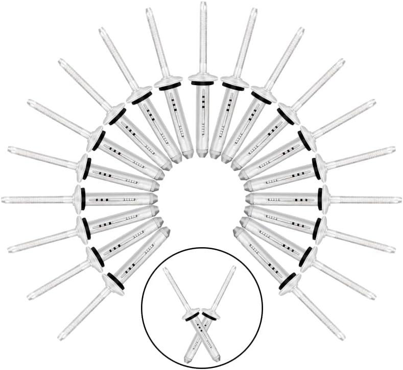 ALLCLEAN 40 Pcs 3/16" Grip Tri-Grip Rivets,Kayak Pad Eye Deep Water Tri-Fold Bulb Mounting Rivet,Built-in Waterproof O-Ring,All Aluminum for Installing Kayak, Boat and Canoe Accessories(3/16"1")