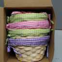 JOYIN 4 Pcs Easter Bamboo Baskets Gift Woven Baskets with Handles and 4 Colors Grass Paper Shreds, Candy Wicker Candy Toys Storage Bucket for Easter Egg Hunt, Kids Party Supplies(9" X 8")