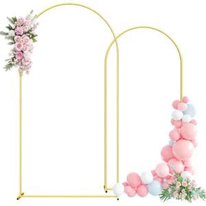 Metal Arch Backdrop Stand, 7.2FT+6FT Wedding Arch Frame, Gold Wedding Arch Backdrop Stand Set of 2, Balloon Arch Backdrop for Wedding Birthday Party Baby Shower Graduation Ceremony